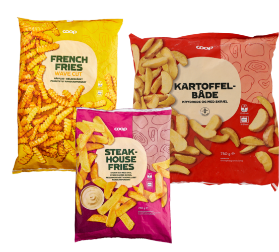 Dybfrost.
 Flere varianter. 750-1000 g. Kg-pris maks. 16,00. Frit valg.