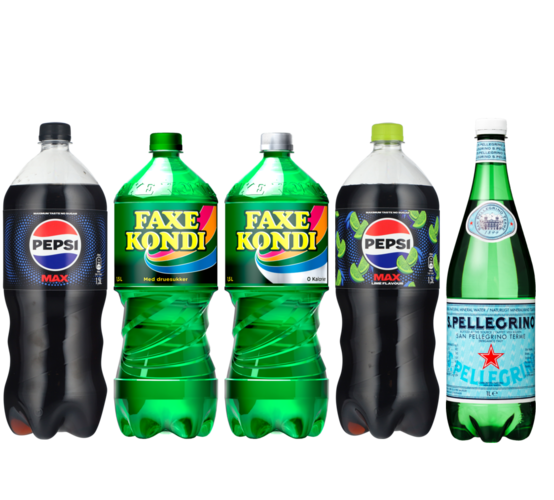 Flere varianter. 100-150 cl. Literpris maks. 12,00 + pant. Frit valg.