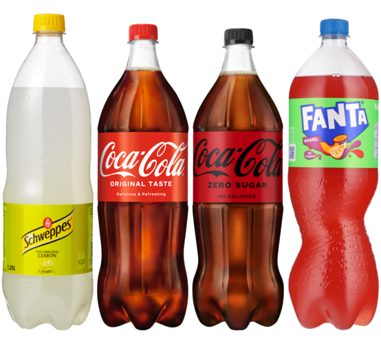 Flere varianter. 125-150 cl. Literpris maks. 8,00 + pant. Frit valg.