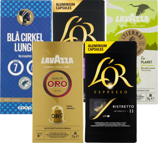 Flere varianter. 10 kapsler. Stk-pris 2,40. Frit valg.