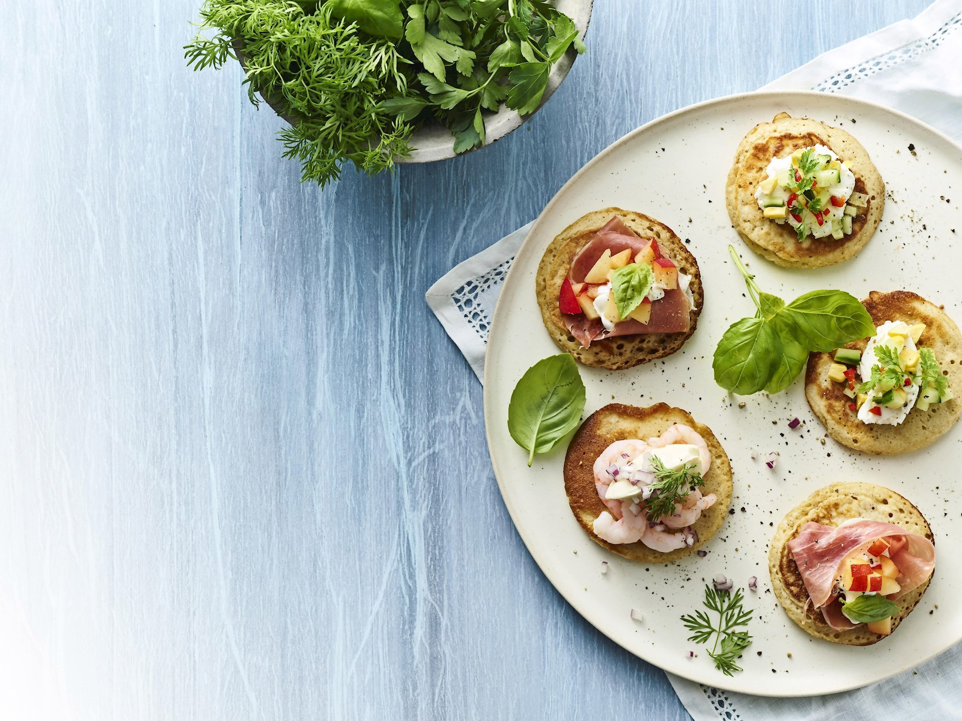 blinis med topping
